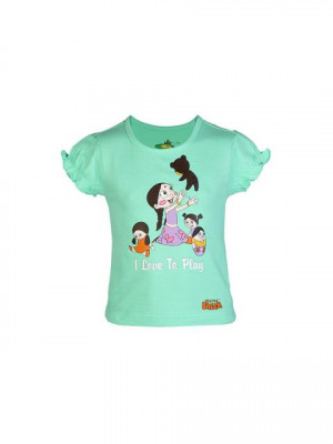 Chhota Bheem Kids Girl I Love to Play Green Tshirt