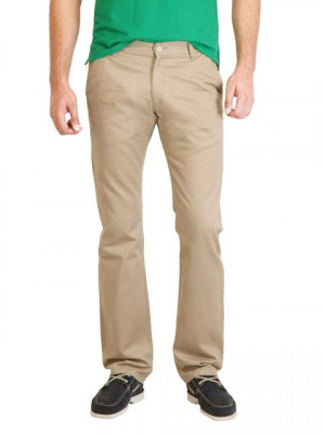 Highlander Men Solid Beige Trouser