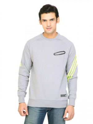 ADIDAS Men Solid Grey Sweatshirts