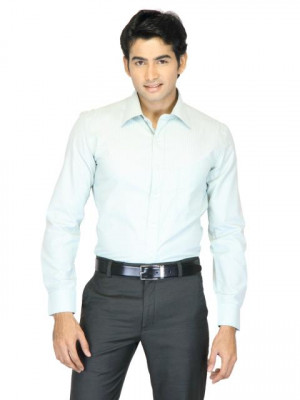 Mark Taylor Men Green Striped Shirt