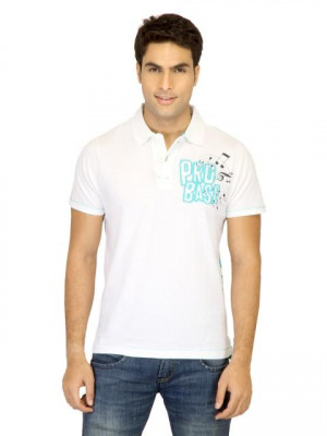 Probase Men Solid White Polo T-shirts