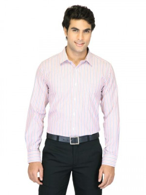 Mark Taylor Men Red Striped Shirt