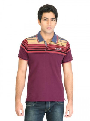 Levis Men Stripes Yellow Tshirt