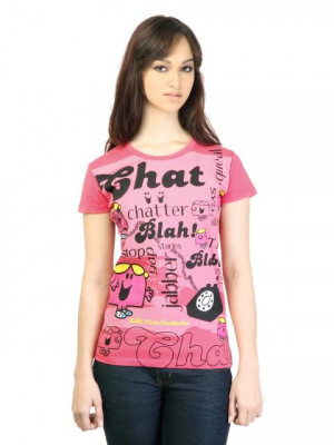 Little Miss Women Printed Pink T-shirt