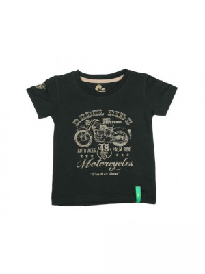 Gini and Jony Boys Printed Black T-Shirt