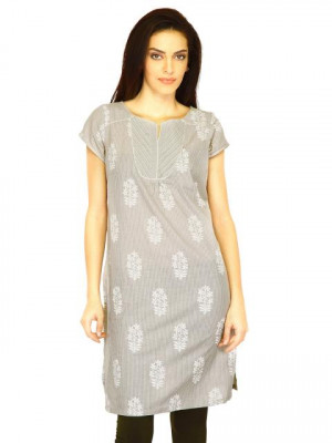 W Women Printed Grey Kurtas