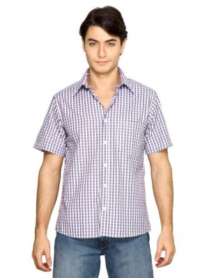 Indigo Nation Men Checks Purple Shirts