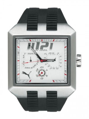Puma Men Visor Multifunction Silver white Black Watches