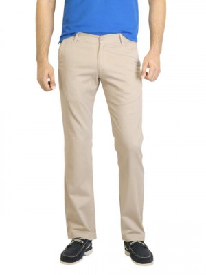 Highlander Men Solid Beige Trouser