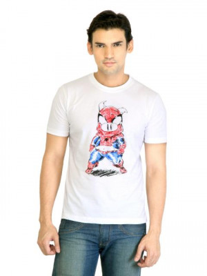 Peter England Men Printed White TShirt