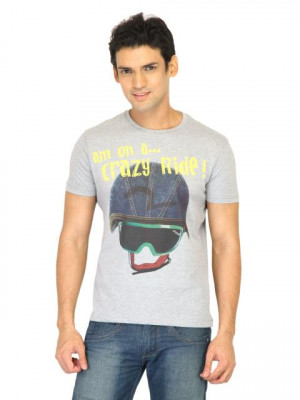 Spykar Men Helmet Grey T-Shirts