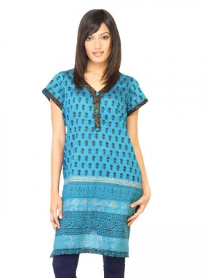 Diva Women Printed Blue Kurta
