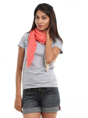Femella Women Coral & Cream Scarf