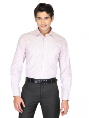 Mark Taylor Men White Striped Shirt