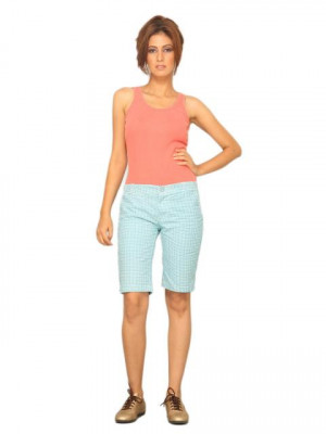 Jealous 21 Women's Blue White Checkered Short