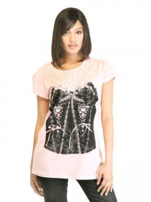 United Colors of Benetton Women Printed Pink Top