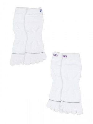 Asics Unisex 2 Pairs 5 Toes SVS White Logo Blue Purple Socks