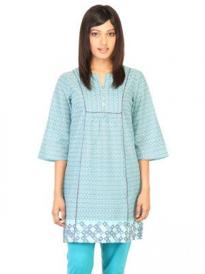 W Women Blue Printed Kurti