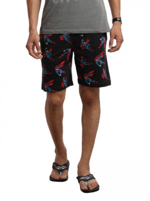 Superman Men Black Printed Shorts