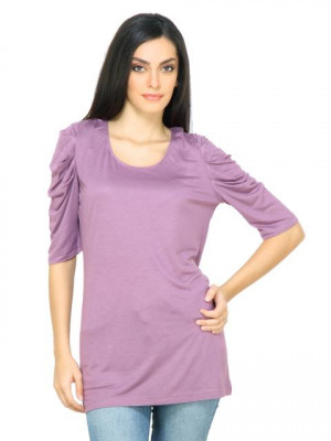 s.Oliver Women Solid Lavender Top