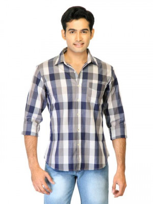 United Colors of Benetton Men Check Blue Shirts