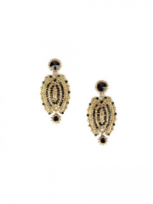 Royal Diadem Black Earrings