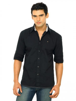 Wrangler Men Mark Rodeo Riveted Black Shirts