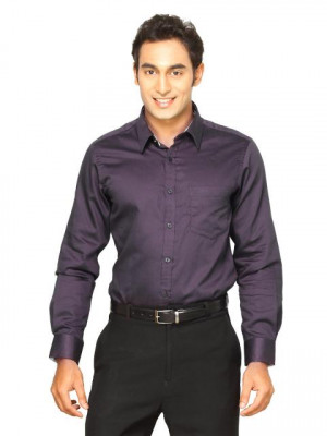 Indigo Nation Men Club Satin Purple Shirt