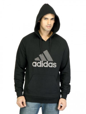 ADIDAS Men Printed Black Sweatshirt