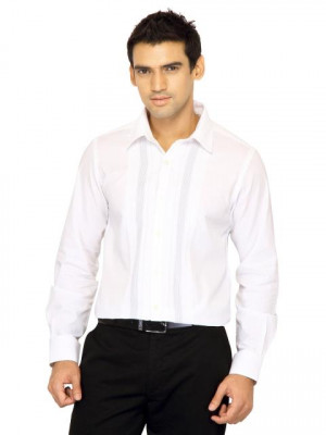 Indigo Nation Men Solid White Shirts