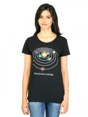 Tantra Women Black Printed T-shirt