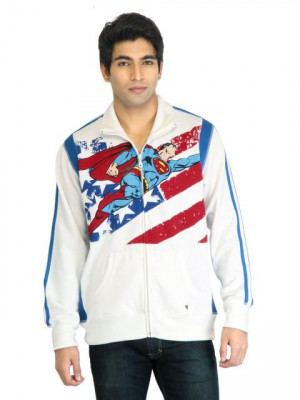 Superman Men White Sweatshirt