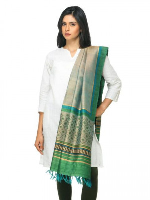 Fabindia Women Green Tussar Dupatta