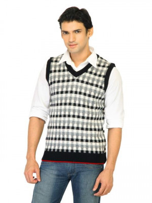 Flying Machine Men Check White Sweaters