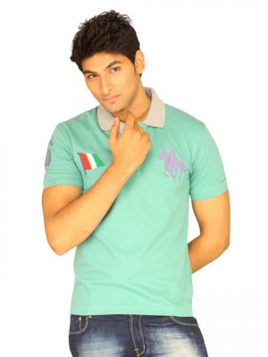 Classic Polo Men's Logo Green Grey Polo T-shirt