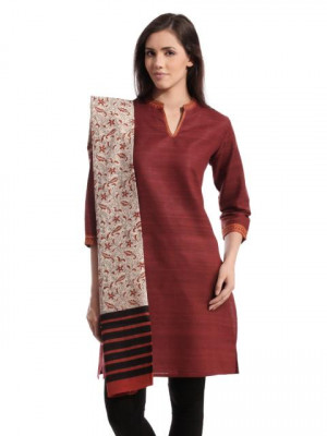 Fabindia Women Printed Beige & Rust Stole