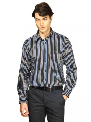 Indigo Nation Men Striped  Black Shirt