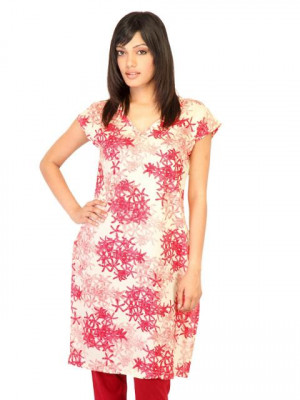 W Women Printed Cream Kurtas