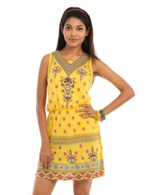 Fusion Beats Women Yellow Tunic