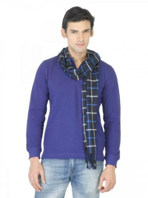 Arrow Men Navy Blue Check Scarf
