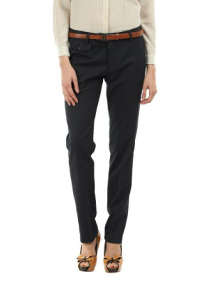 Arrow Women Navy Blue Pinstripe Trousers