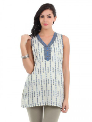 Aurelia Women Cream Printed Kurti