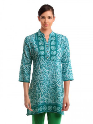 Ayaany Women Turquoise Blue Kurti