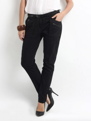 Elle Women Black Etra Slim Fit Trousers