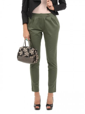 Elle Women Olive Trousers