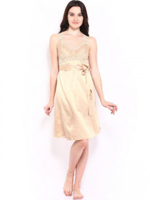 Enamor Women Beige Nightdress