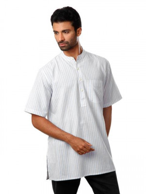 Fabindia Men Striped White Kurta