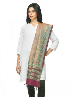 Fabindia Women Pink Tussar Dupatta