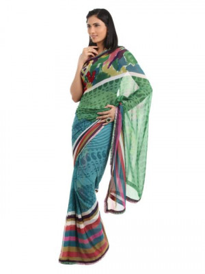 FNF Multi Coloured Printed Sari