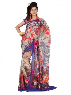 FNF Multi Coloured Printed Sari